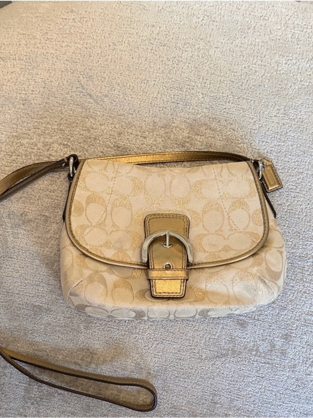 Vintage Y2K Coach Soho Mini Signature Jacquard Crossbody Bag Gold